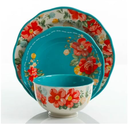 12-Piece Dinnerware Set, Service for 4 (Teal) U963