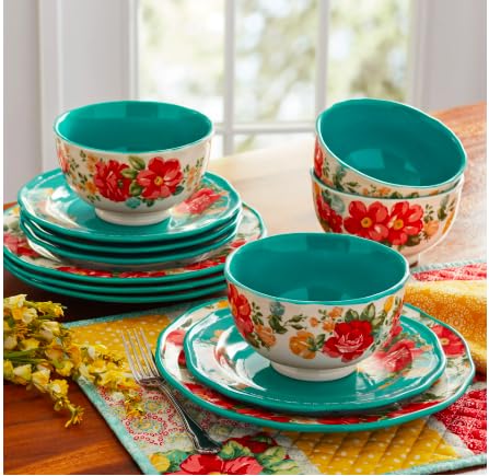12-Piece Dinnerware Set, Service for 4 (Teal) U963