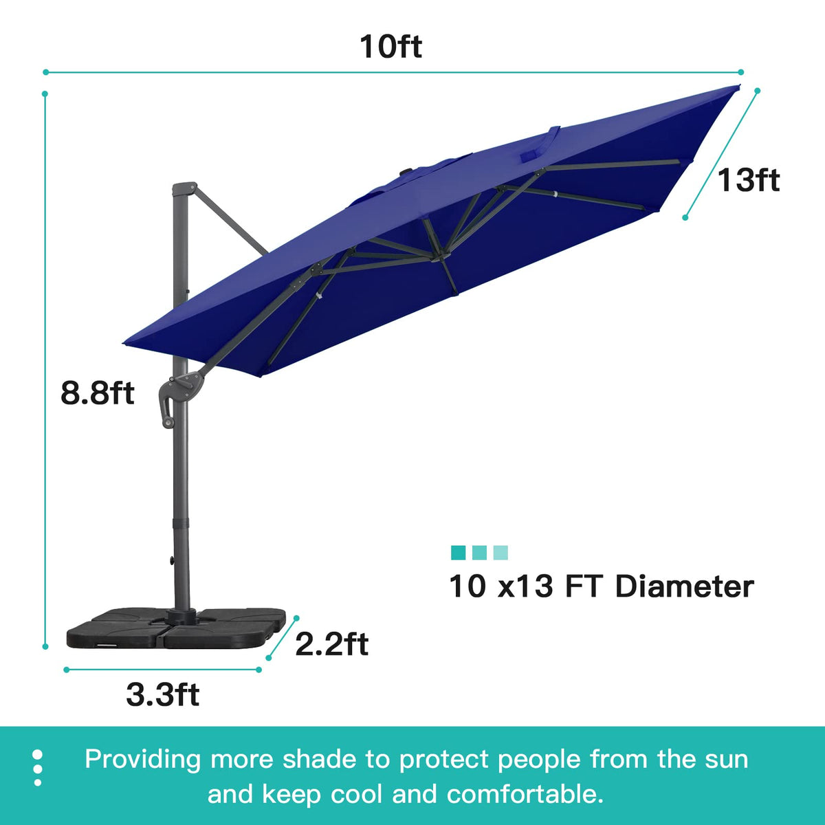 10x13Ft Rectangular Offset Patio Umbrella V5435