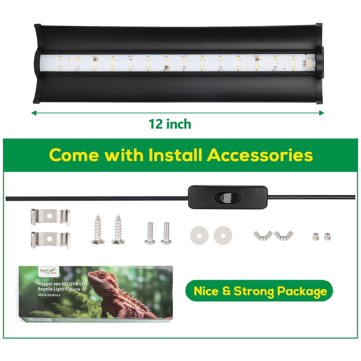 10W UVB Reptile Light Fixture 12 Inch E842555