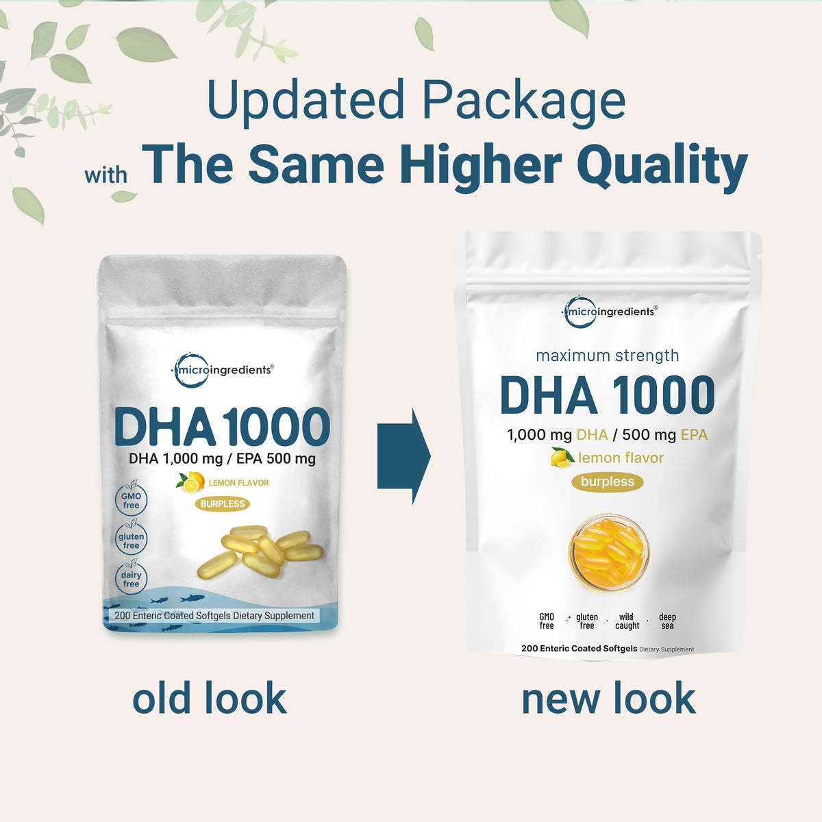 1000mg Omega 3 Fish Oil DHA EPA 200 Softgels W246722
