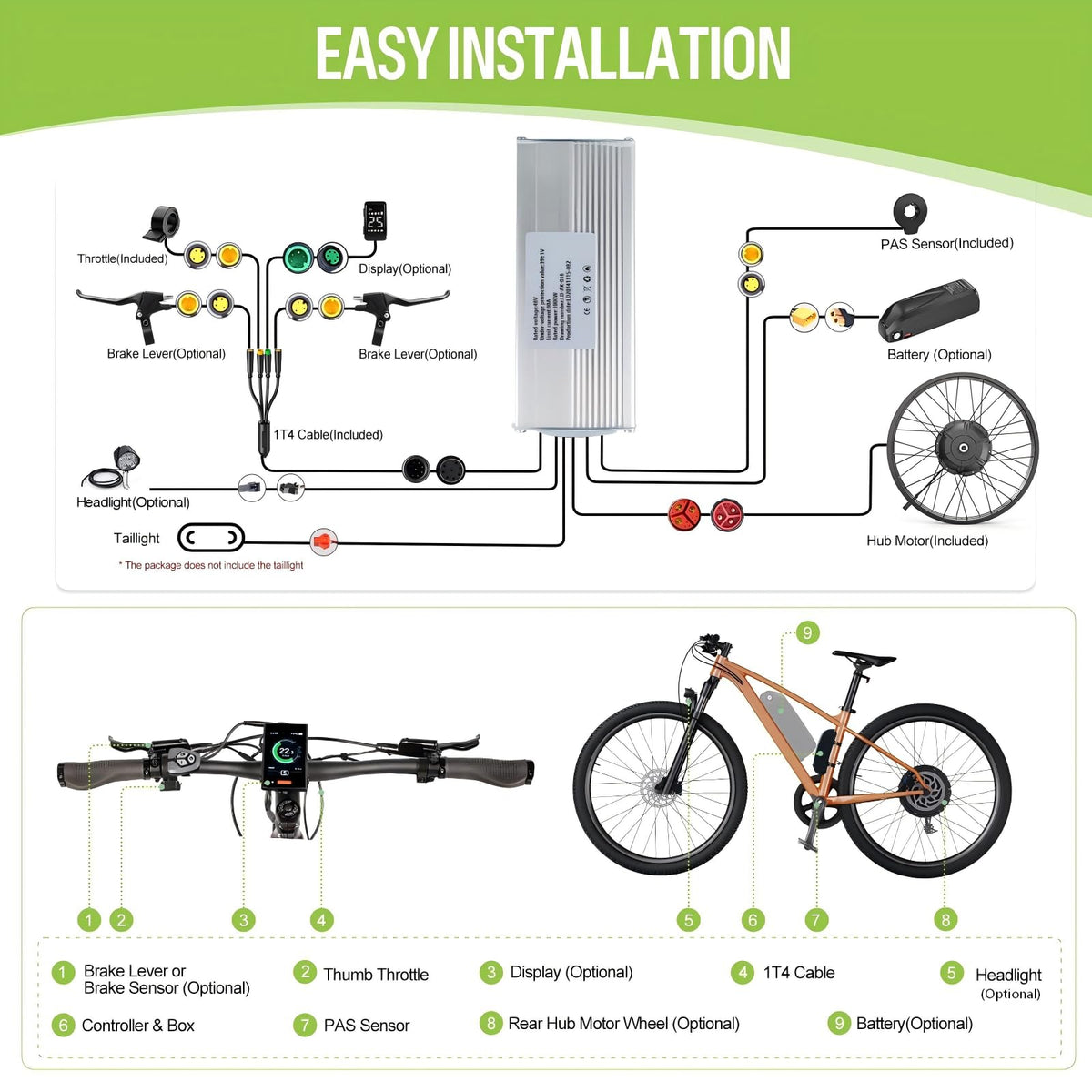 1000W Rear Hub Motor Fat Tire Ebike Conversion Kit X1457