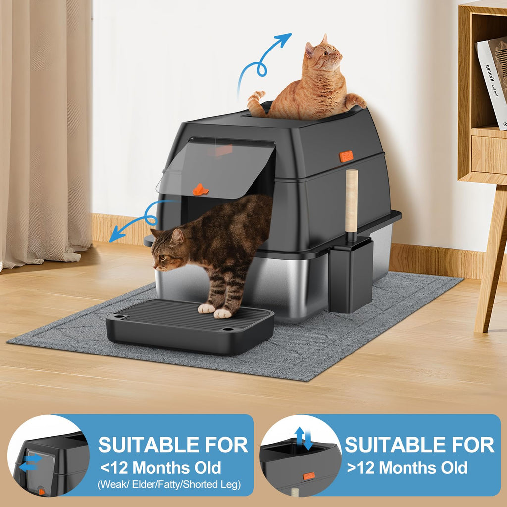 Extra Large Stainless Steel Litter Box with Lid U6956