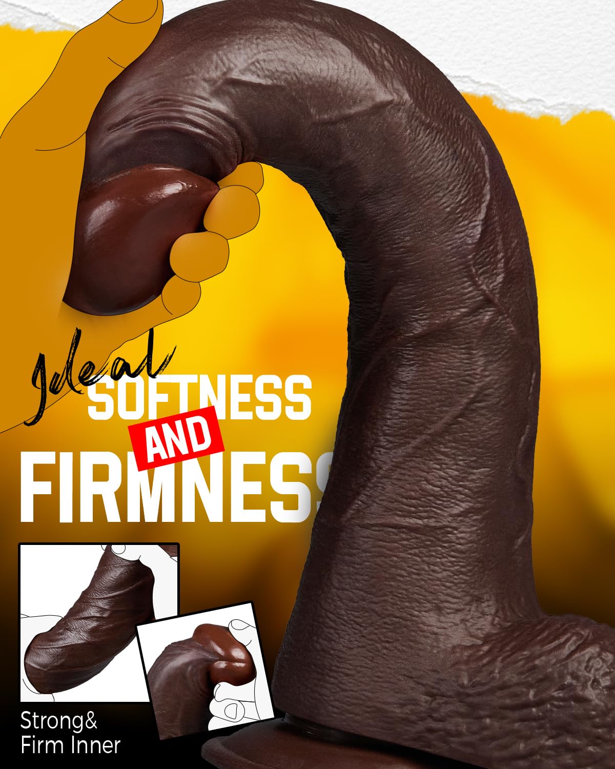 12 Inch Black Realistic Dildo with Suction Cup T705527