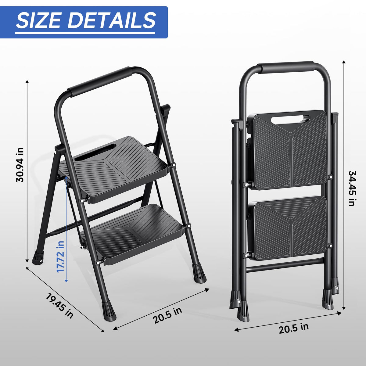 2 Step Ladder with Anti-Slip Pedals F674