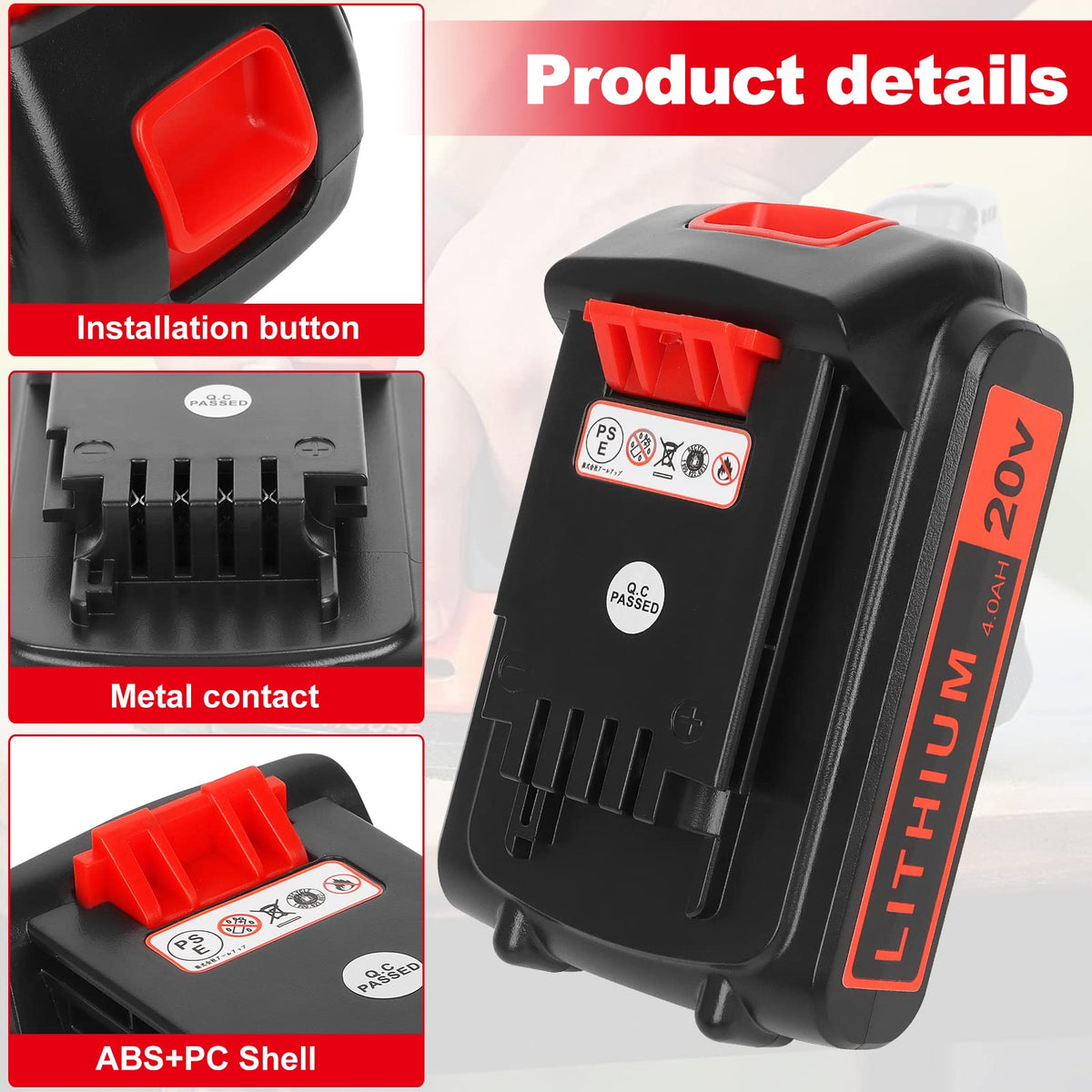 20v 4.0ah Lithium Battery 2 Pack N475