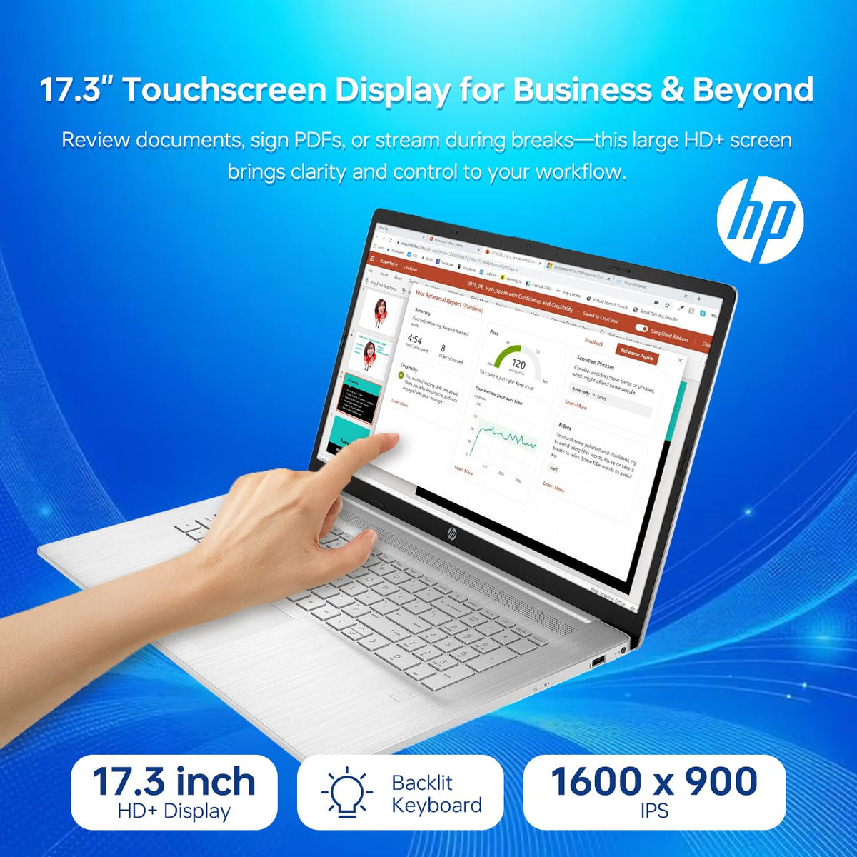 17.3" HD+ Touchscreen Laptop, Intel Core i7, 32GB RAM, 1TB SSD, Silver P875527