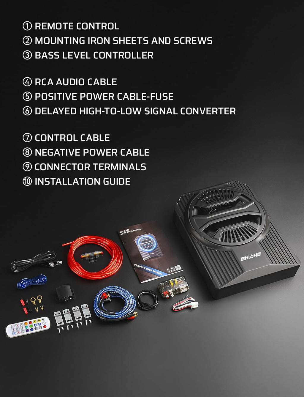 10" 2000W Underseat Car Subwoofer with RGB Lights Z489