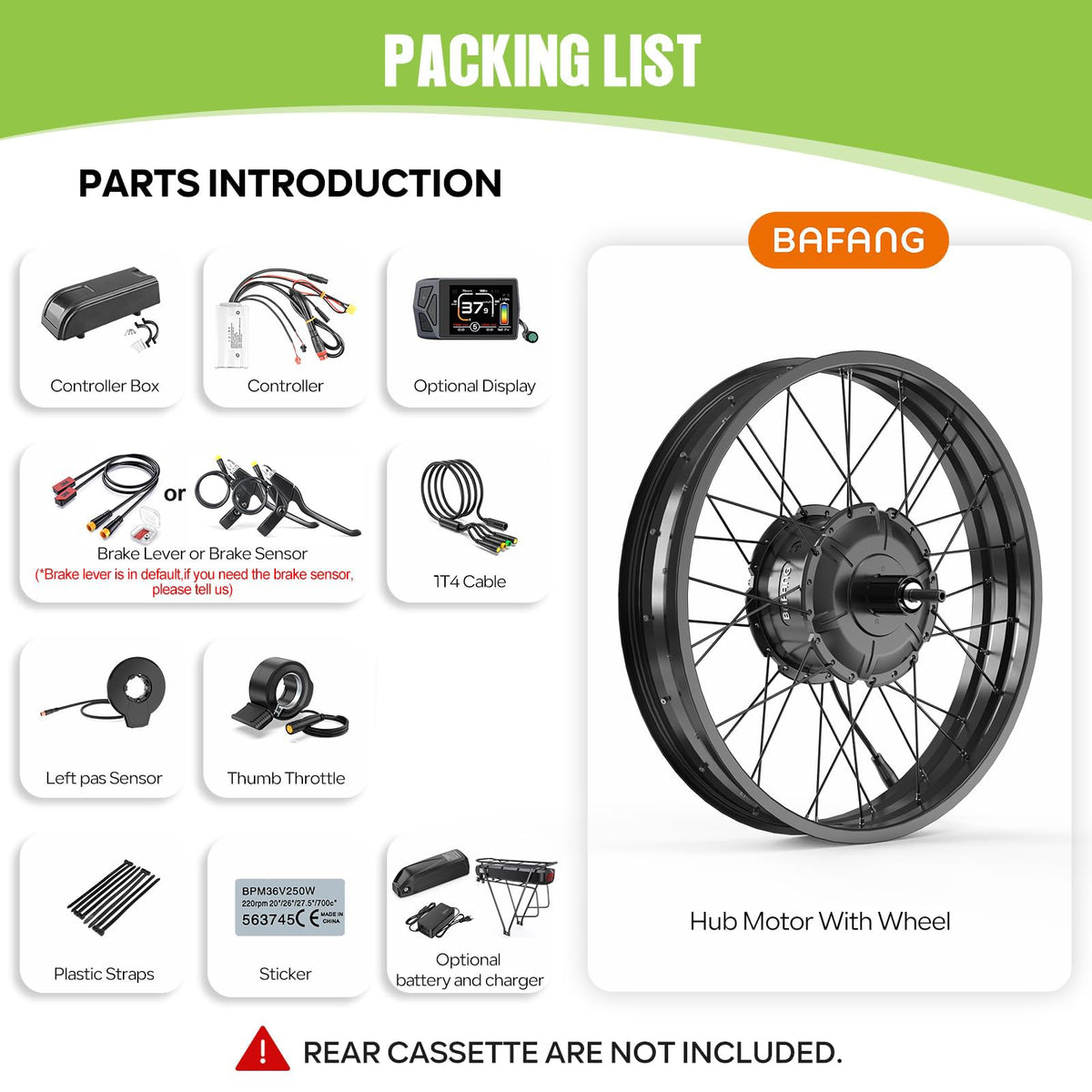 1000W Rear Hub Motor Fat Tire Ebike Conversion Kit X1457
