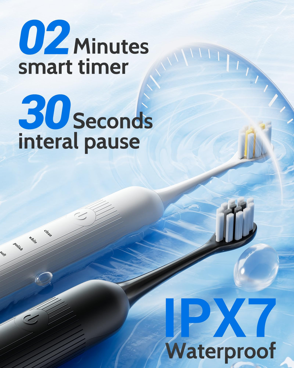 2 Pack Rechargeable Electric Toothbrush with 12 Brush Heads P3229