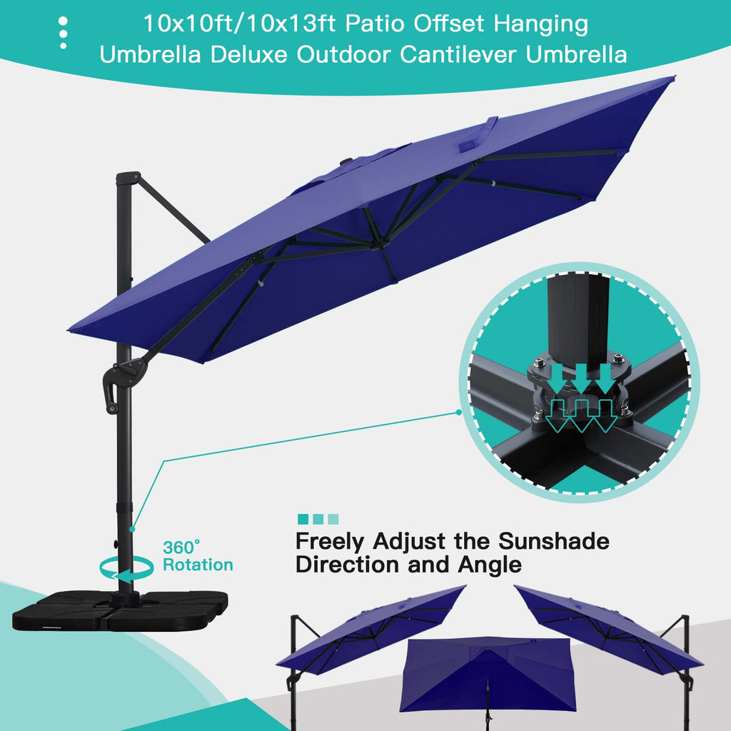 10x13Ft Rectangular Offset Patio Umbrella V5435