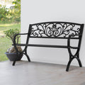 50" Outdoor Garden Bench Black 480lbs Load Capacity E2569