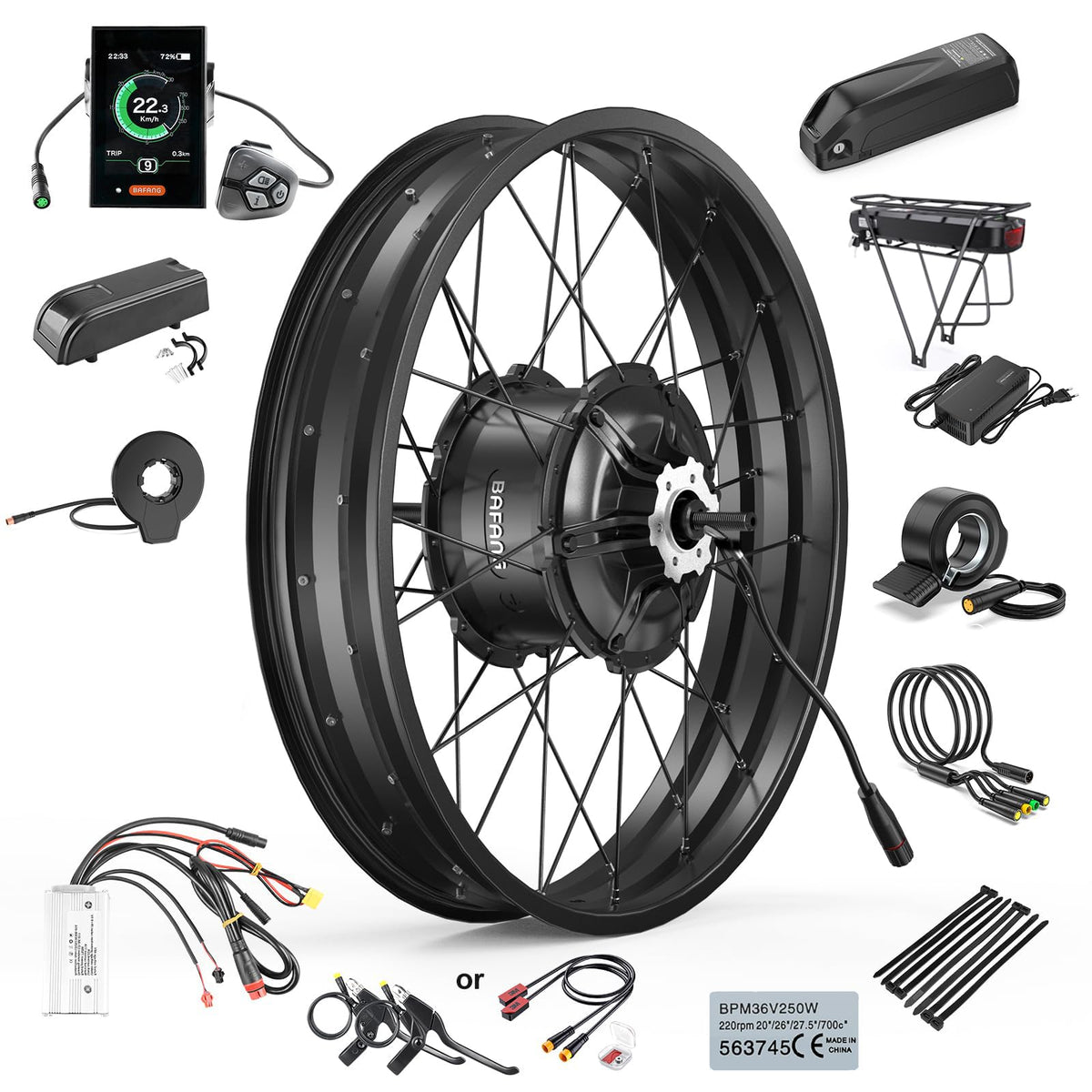 1000W Rear Hub Motor Fat Tire Ebike Conversion Kit X1457