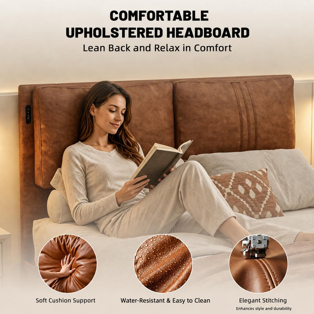 Queen Floating Bed Frame with LED Lights R3823