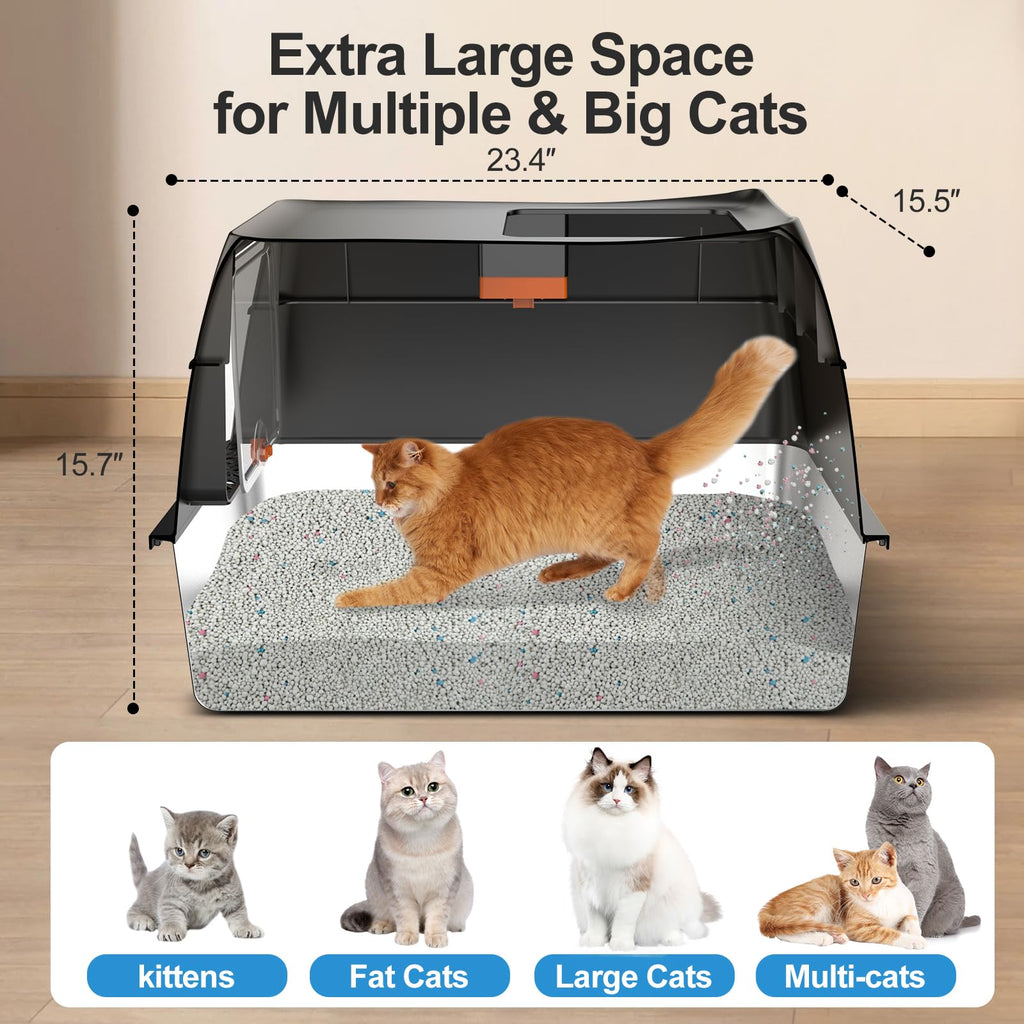Extra Large Stainless Steel Litter Box with Lid U6956