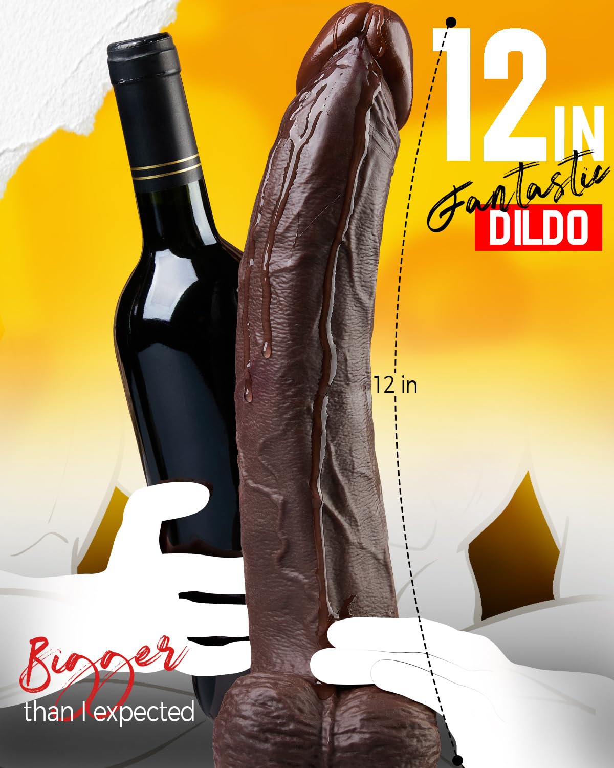 12 Inch Black Realistic Dildo with Suction Cup T705527