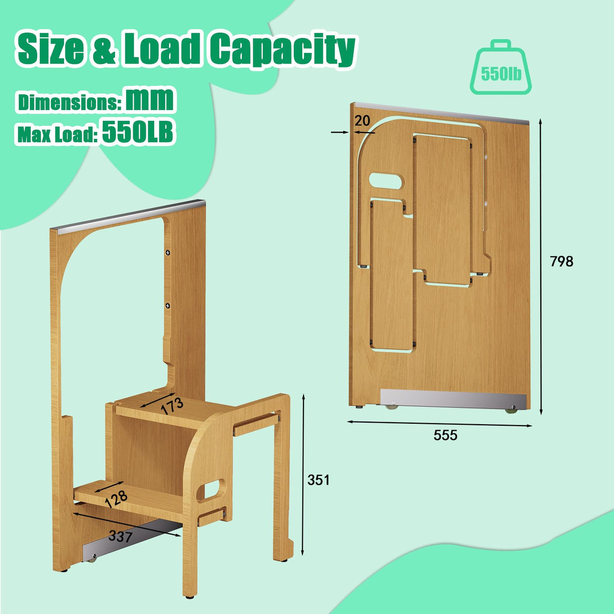 2 Step Foldable Wooden Ladder F112631