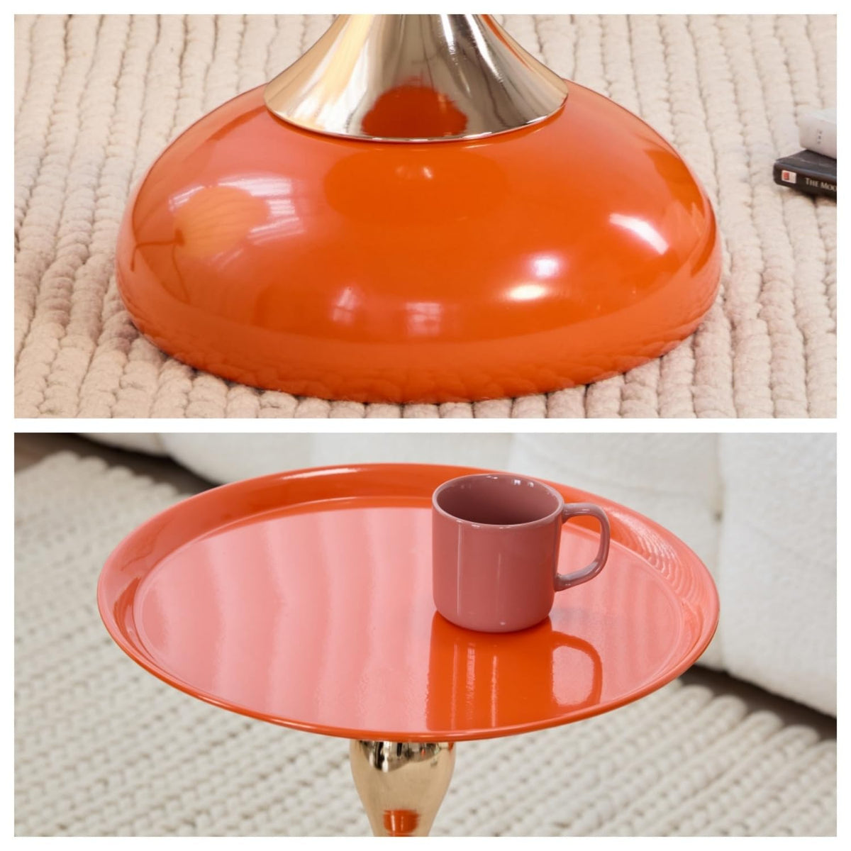 2-Pack Hourglass Side Table Orange Glossy Accent Table M400985