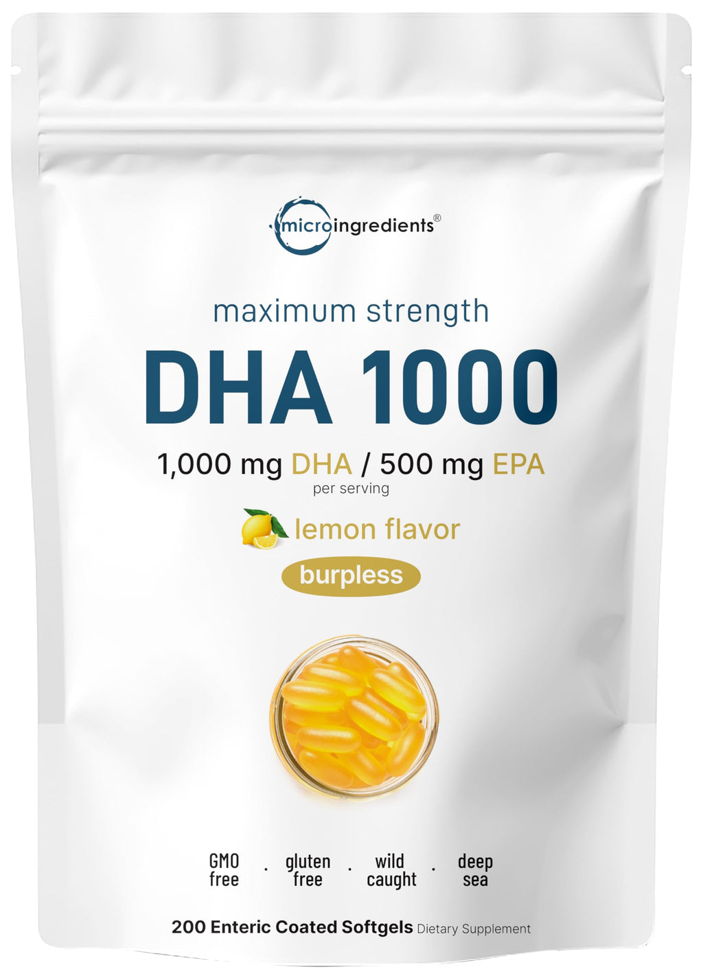 1000mg Omega 3 Fish Oil DHA EPA 200 Softgels W246722