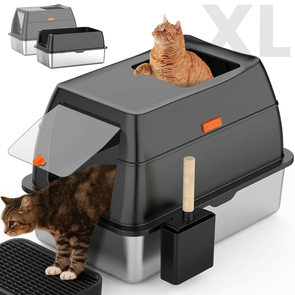Extra Large Stainless Steel Litter Box with Lid U6956