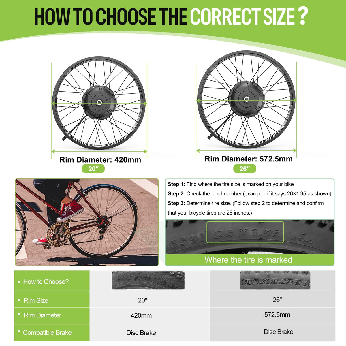 1000W Rear Hub Motor Fat Tire Ebike Conversion Kit X1457