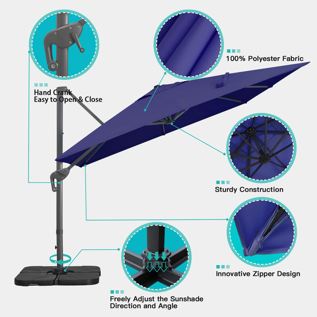 10x13Ft Rectangular Offset Patio Umbrella V5435