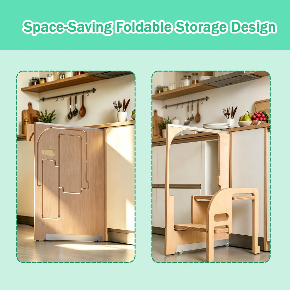 2 Step Foldable Wooden Ladder F112631