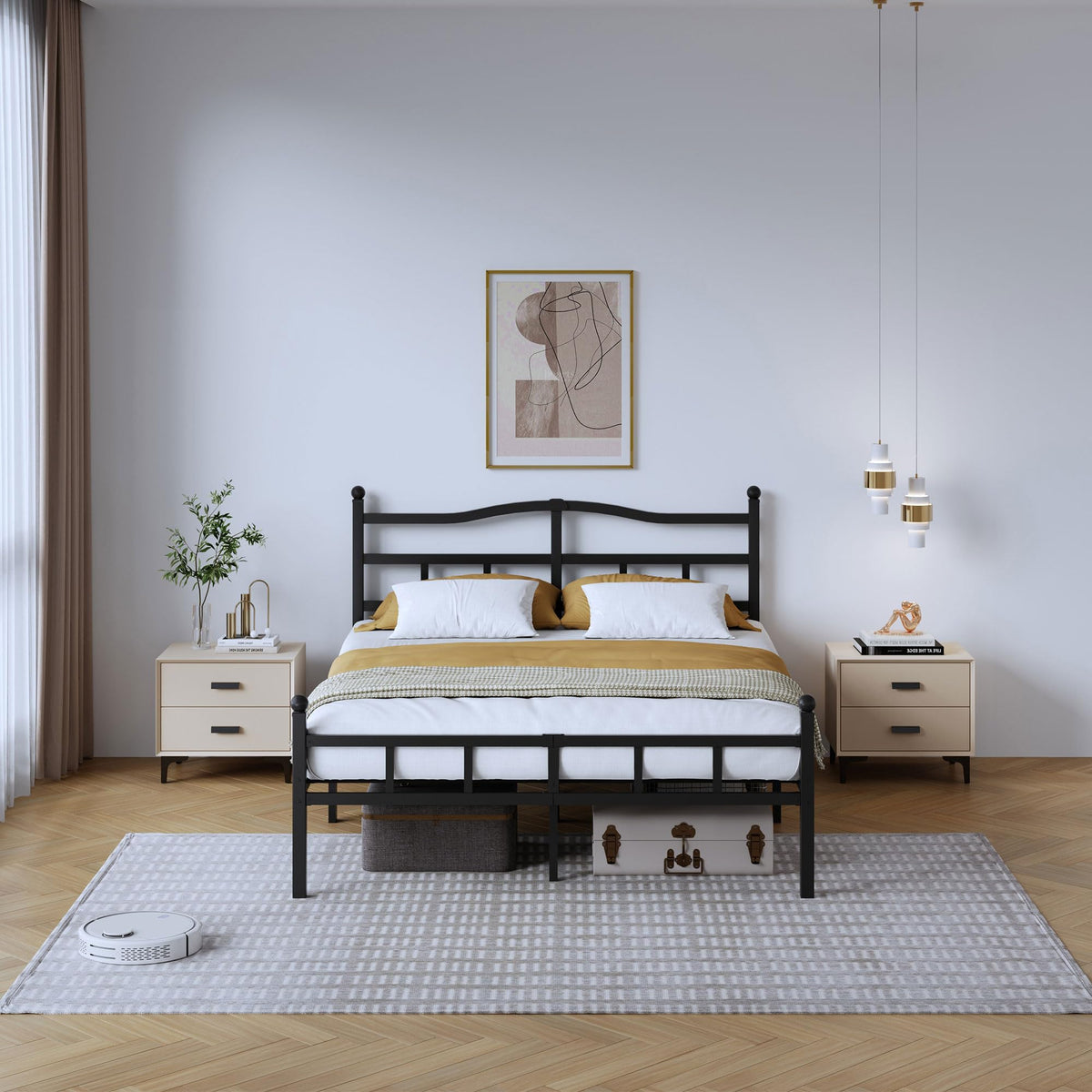 14 Inch Metal Bed Frame Full Size with Headboard Footboard P141038