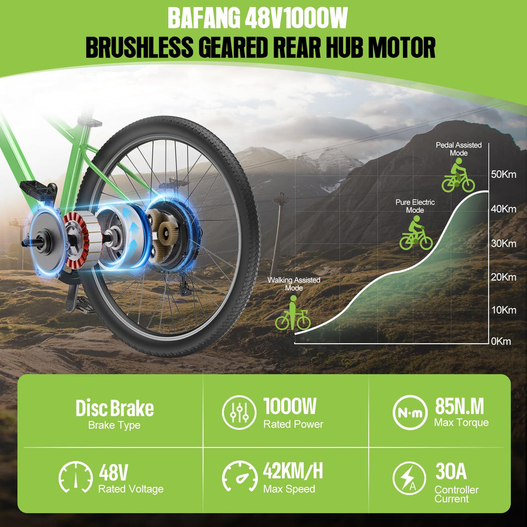 1000W Rear Hub Motor Fat Tire Ebike Conversion Kit X1457