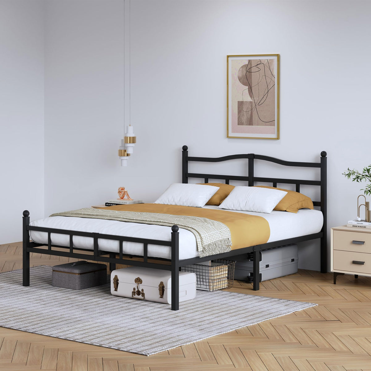 14 Inch Metal Bed Frame Full Size with Headboard Footboard P141038
