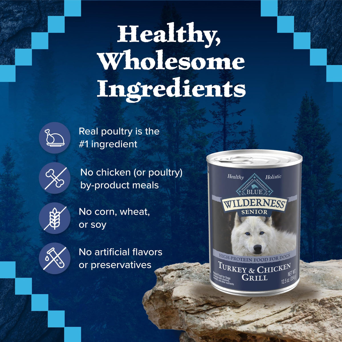 High Protein Wet Food for Senior Dogs, Turkey & Chicken, 12.5-oz Cans, Pack of 24 H1634
