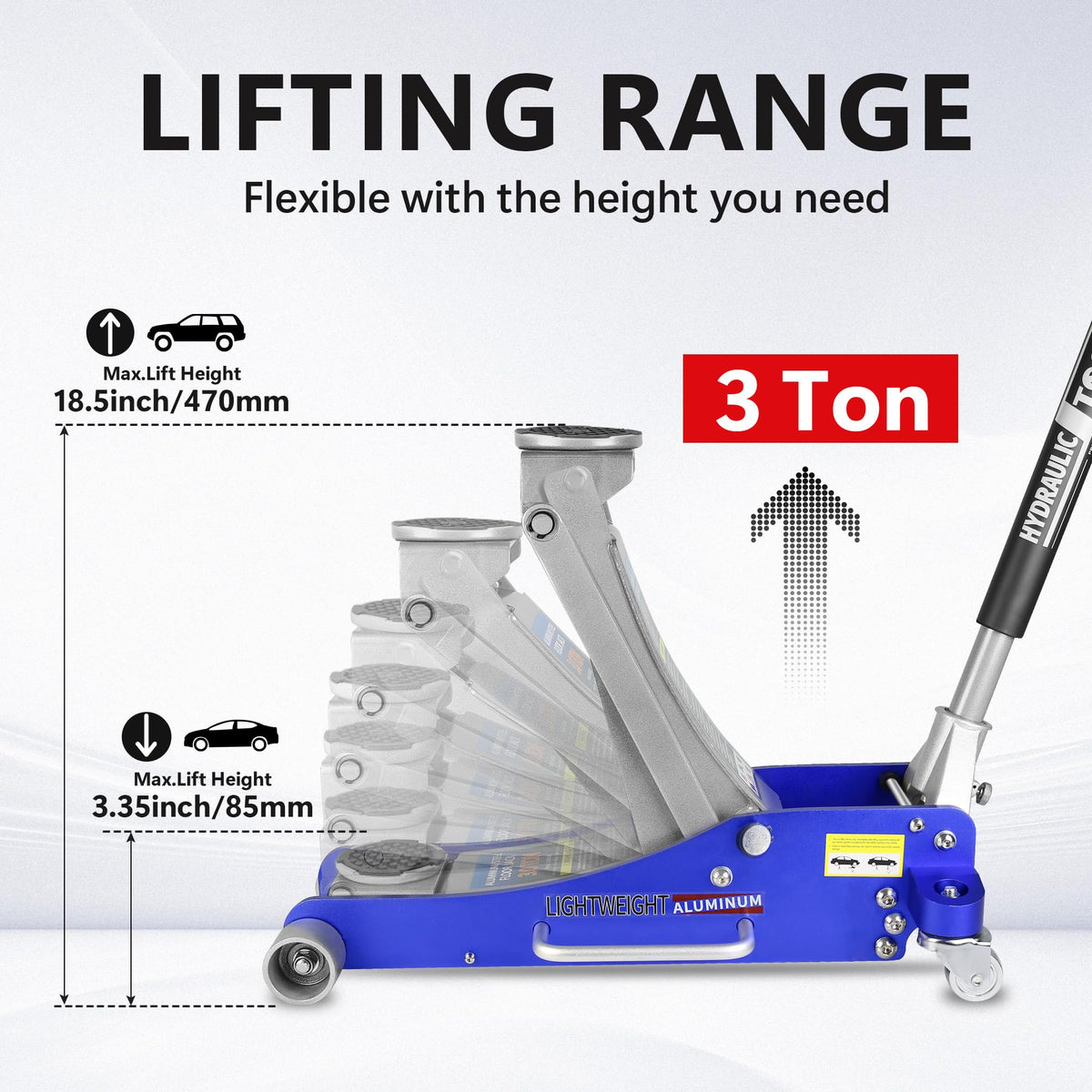 3 Ton Low Profile Aluminum and Steel Floor Jack G496