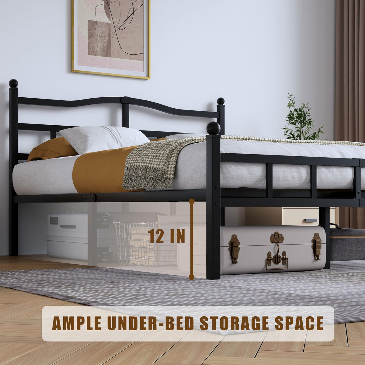 14 Inch Metal Bed Frame Full Size with Headboard Footboard P141038