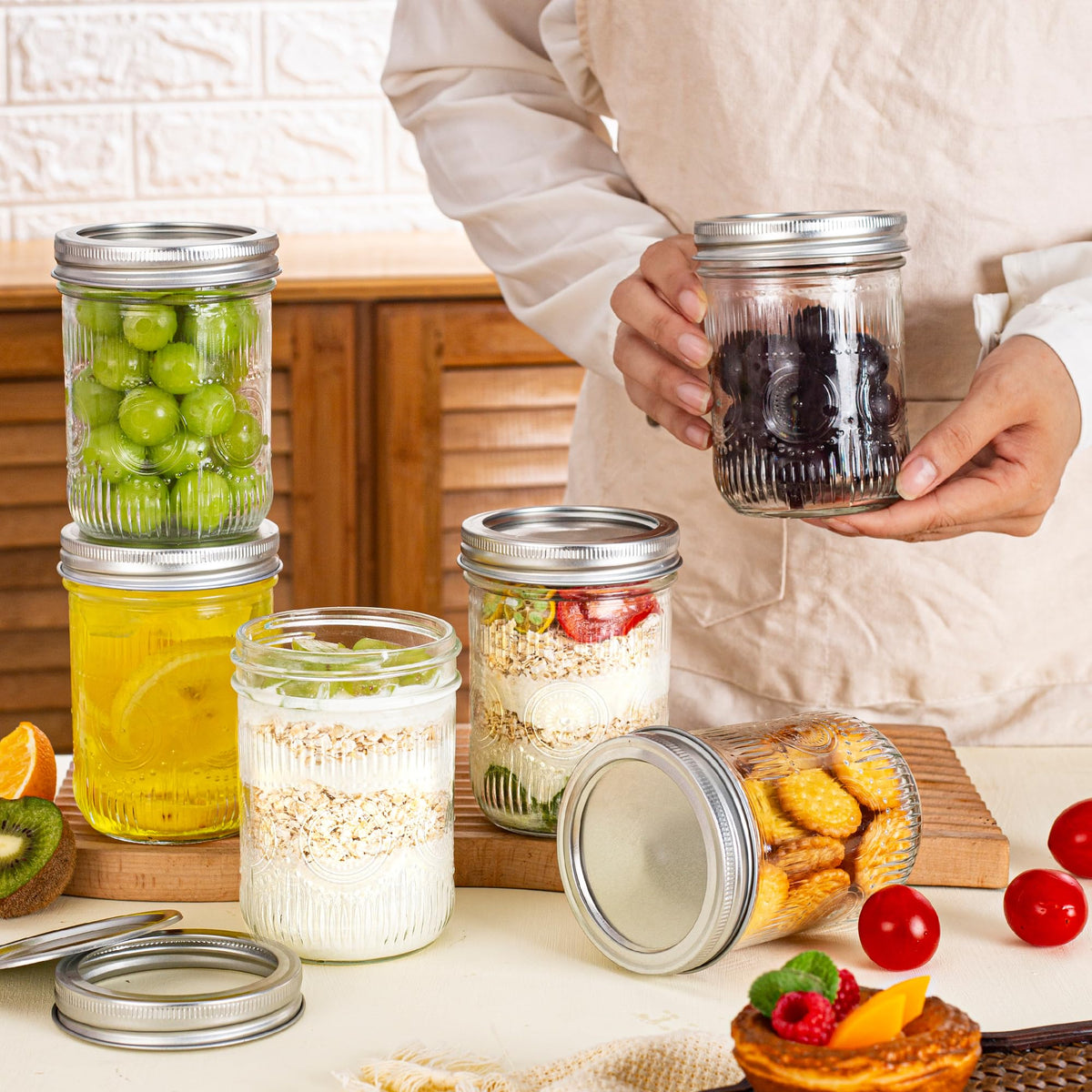 16 oz Regular Mouth Mason Jars with Lids 6 Pack M966