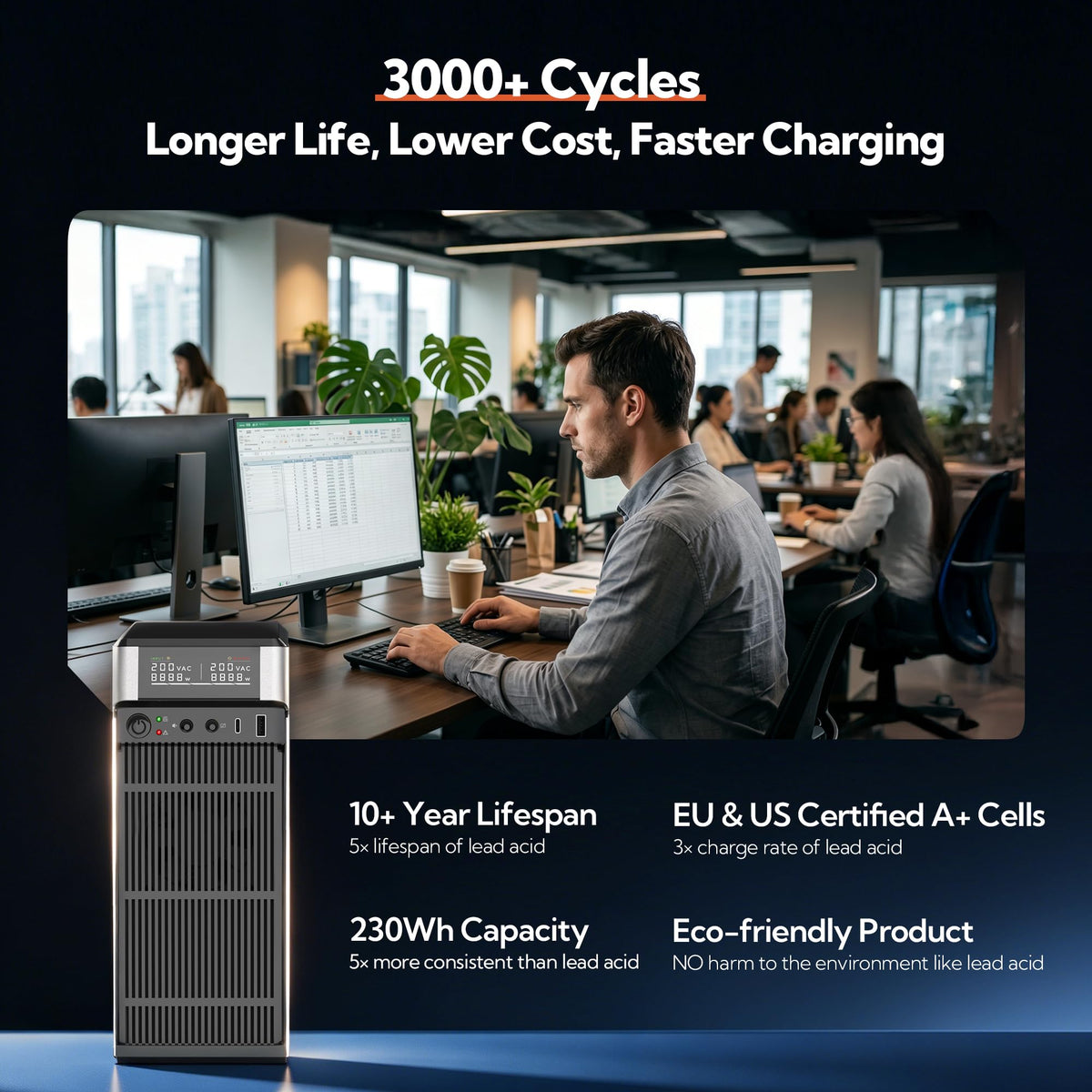 1500VA/1000W LiFePO4 UPS Battery Backup & Surge Protector M50957