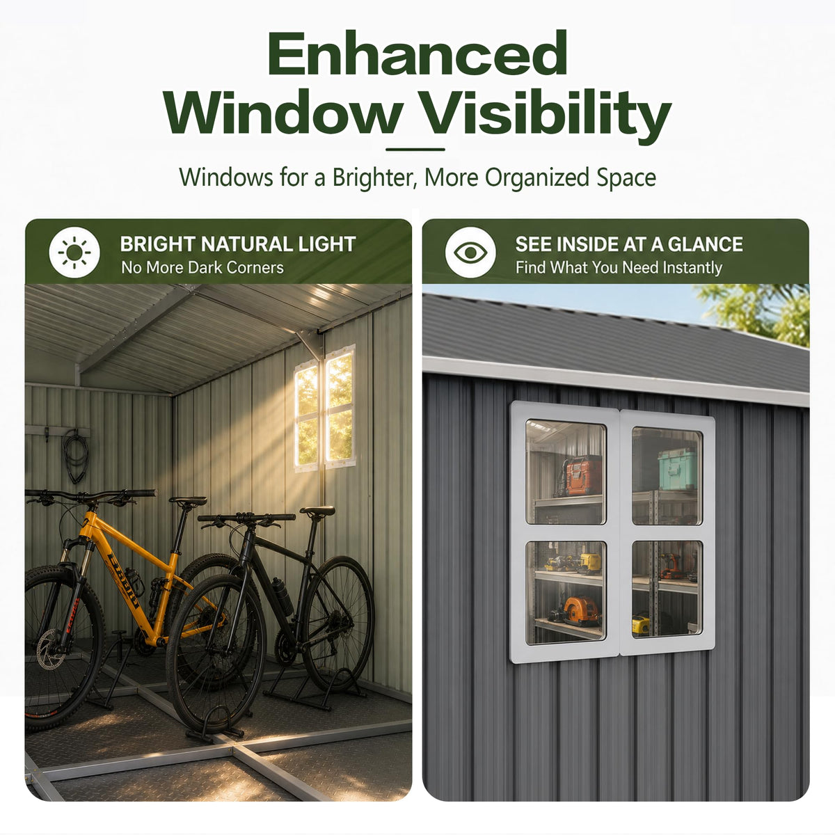 10x14 FT Metal Outdoor Storage Shed with Floor and 2 Windows G143