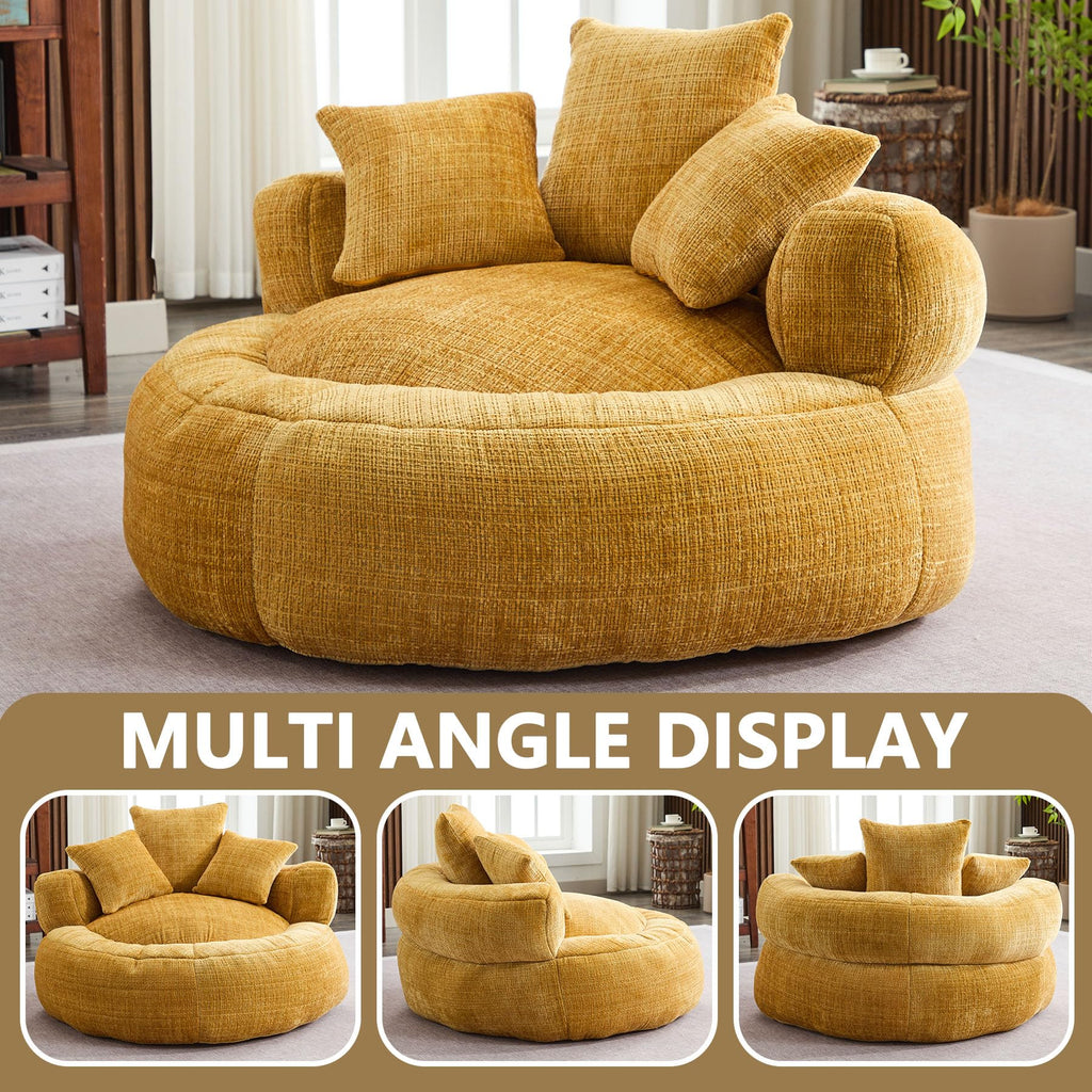 Oversized Chenille Bean Bag Chair with Pillows Y179349