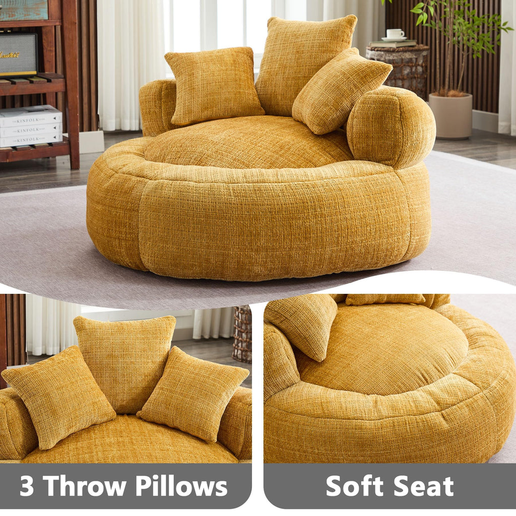 Oversized Chenille Bean Bag Chair with Pillows Y179349