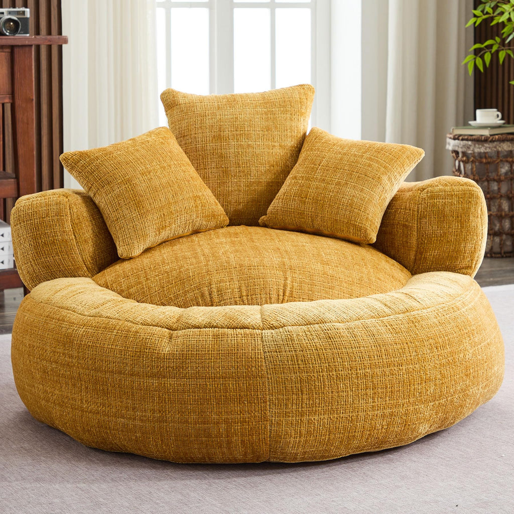 Oversized Chenille Bean Bag Chair with Pillows Y179349