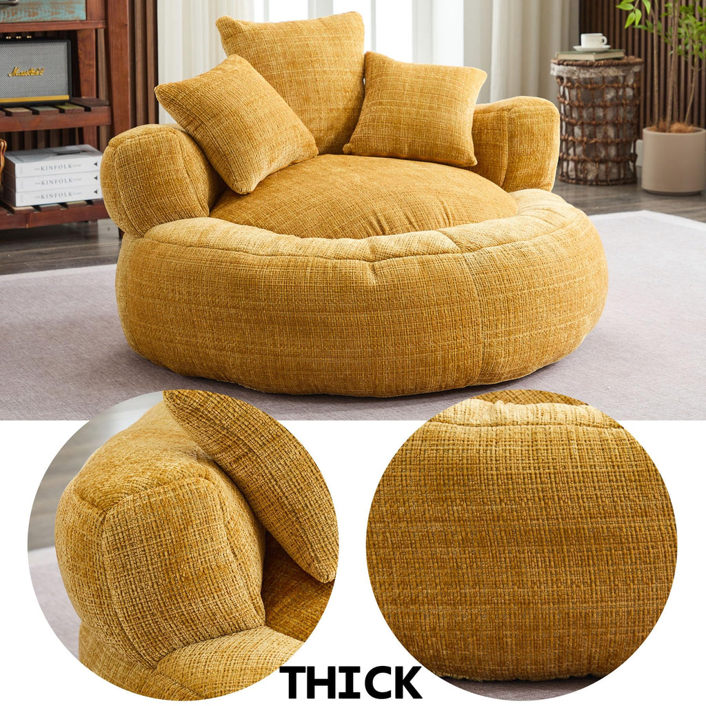 Oversized Chenille Bean Bag Chair with Pillows Y179349